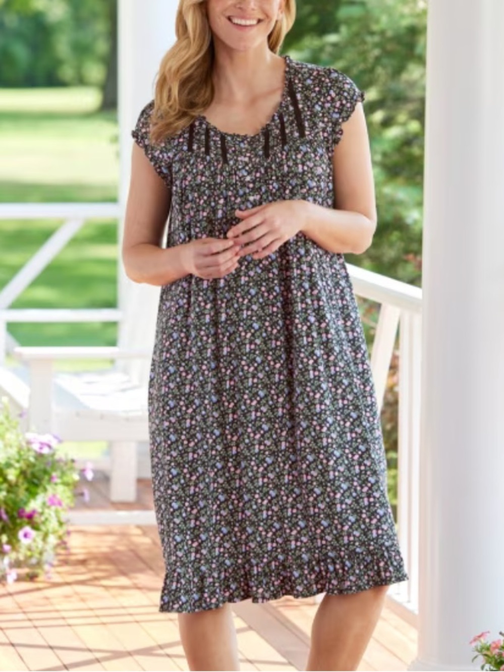 NEW Eileen West Midnight Blossoms Modal Nightgown size: X small